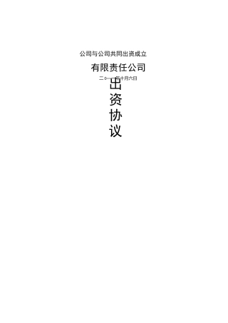 新公司共同出资协议范本
