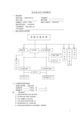 办公室主任工作说明书