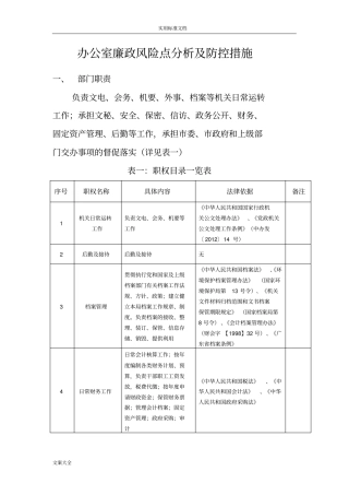 办公室岗位廉政风险点