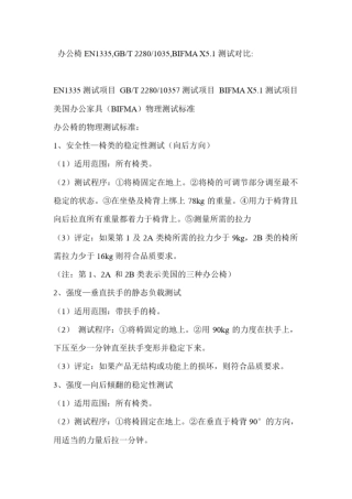 办公椅类测试标准