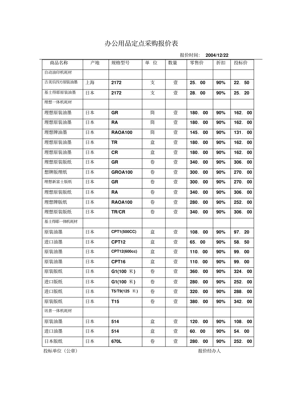 办公用品供应单位采购报价表_第3页