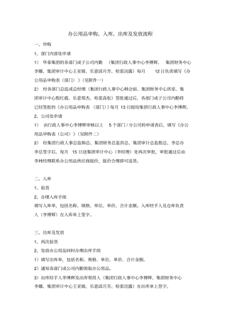办公用品申购、入库、出库及发放流程