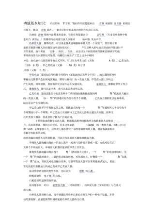 功率放大器功放知识讲解