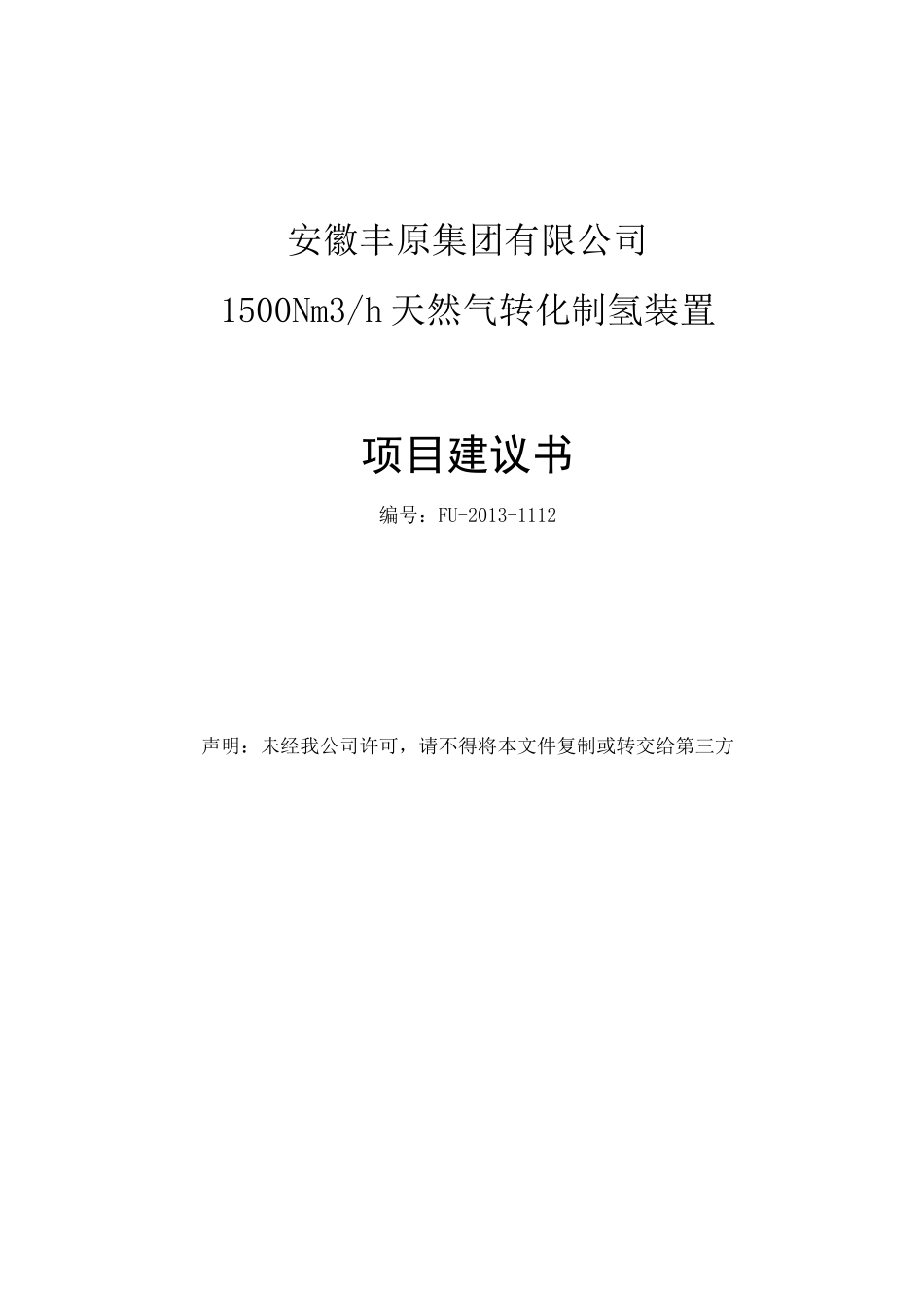 天然气制氢项目建议书_第1页