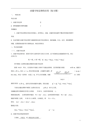 动量守恒定律的应用复习课