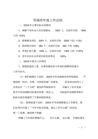 劳保所年工作总结