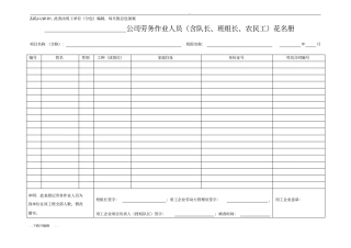 劳务实名制管理标准化表格模板
