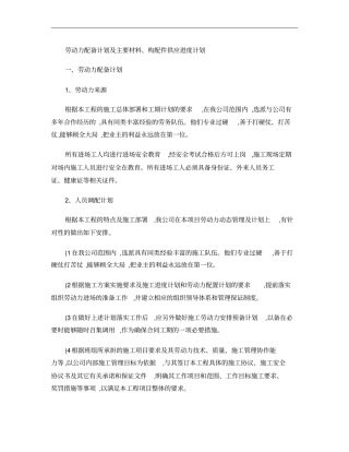 劳动力及主要材料构配件供应进度计划