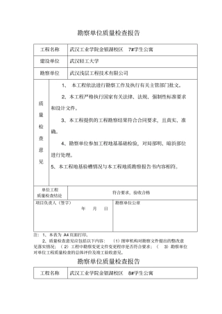 勘察单位质量检查报告