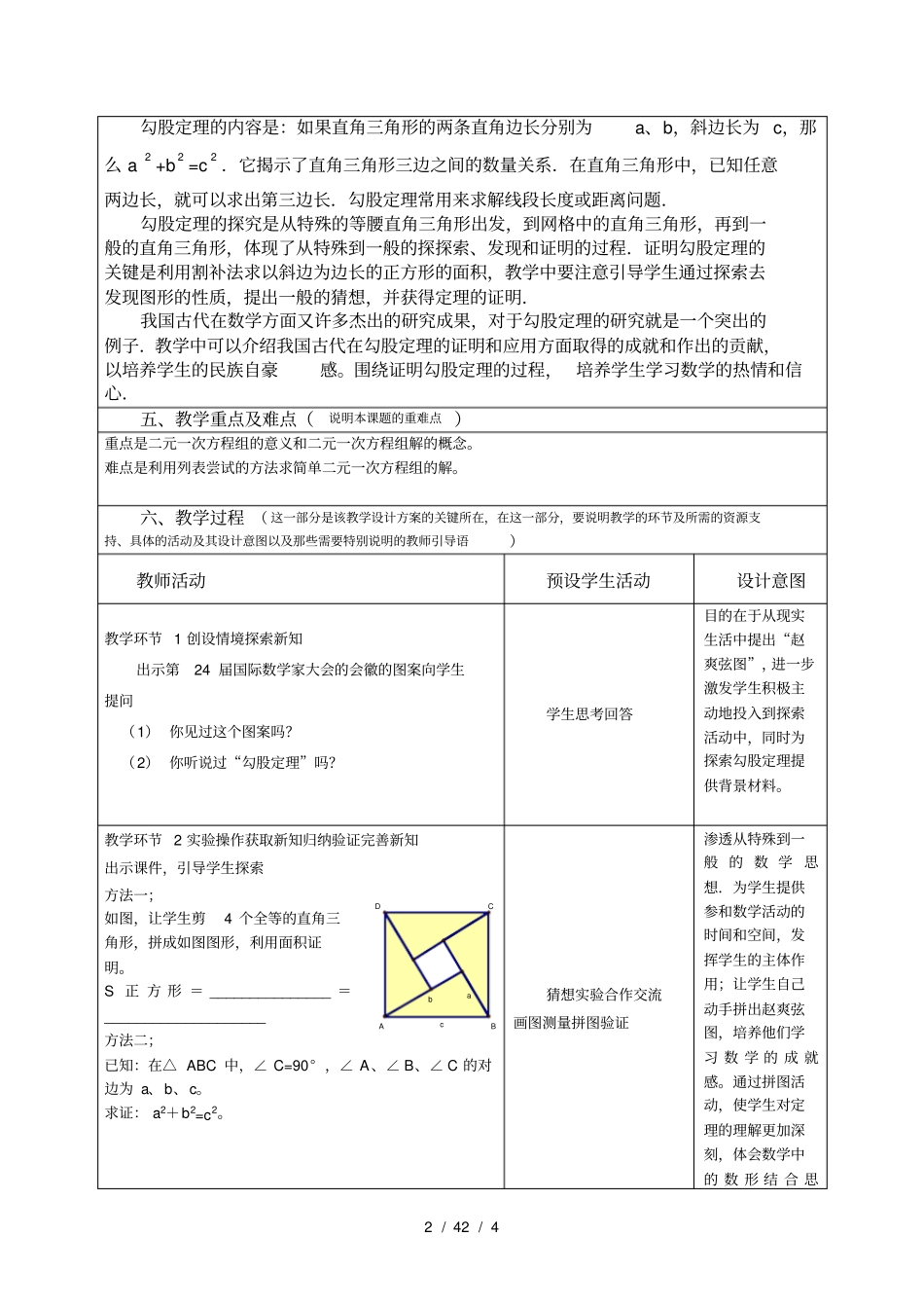 勾股定理教学设计模板_第2页