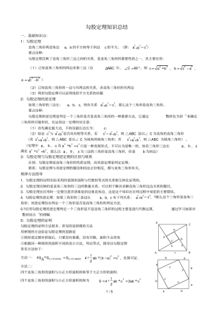 勾股定理知识点总结及测验