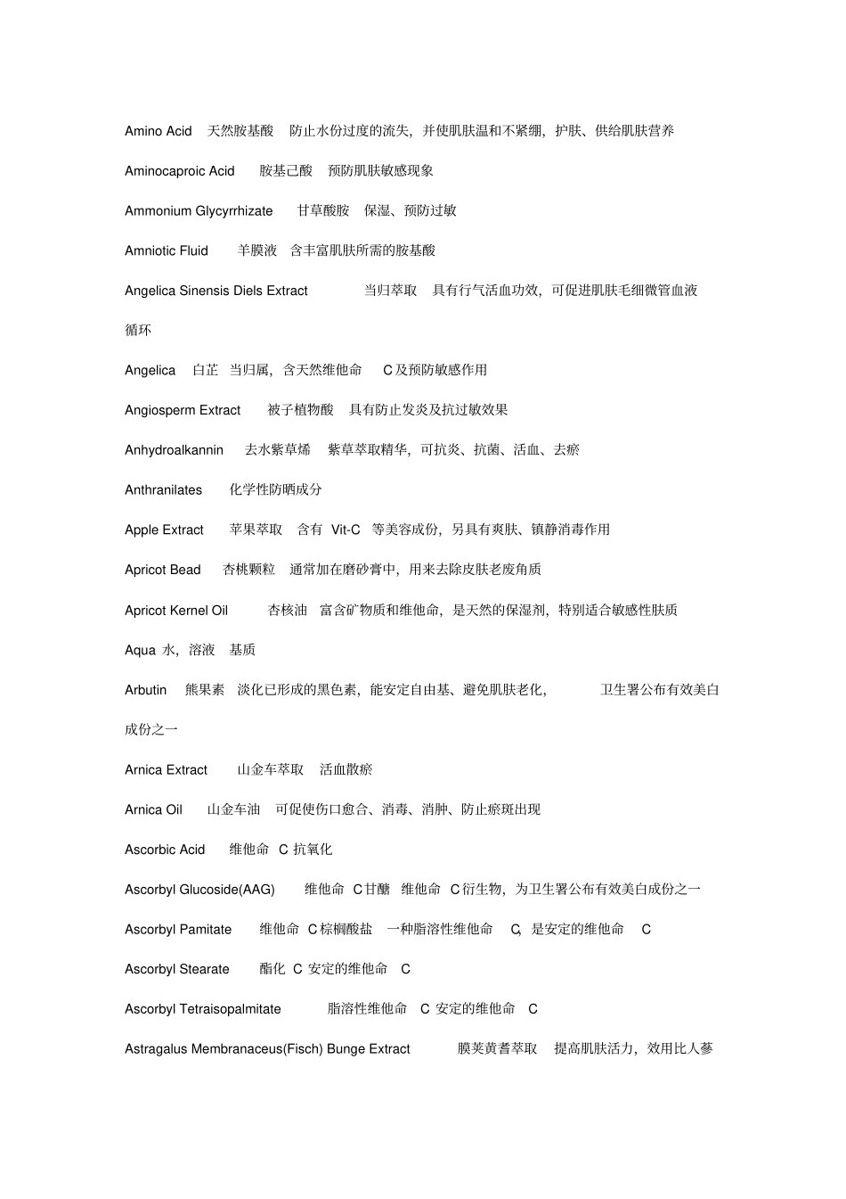 化妆品成份中英文查询表_第2页