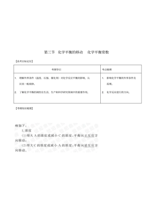 化学平衡的移动--化学平衡常数讲义