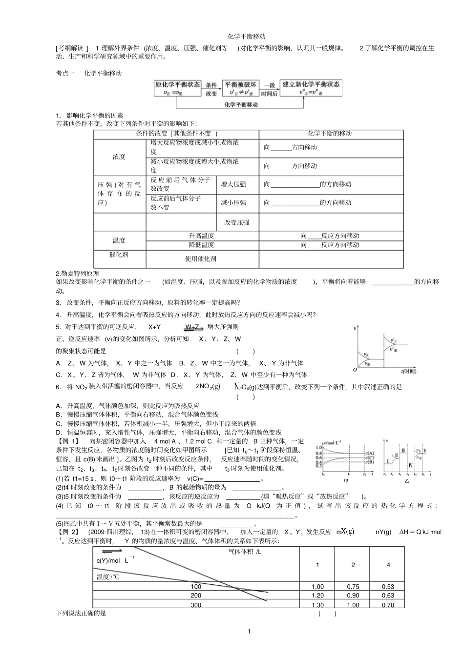化学平衡移动讲义练习_第1页