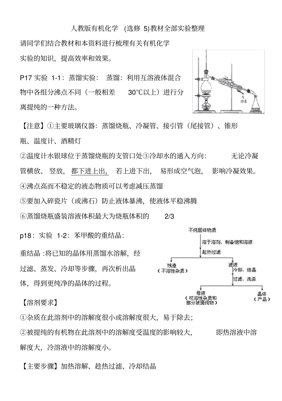 化学选修5全部试验整理_第1页