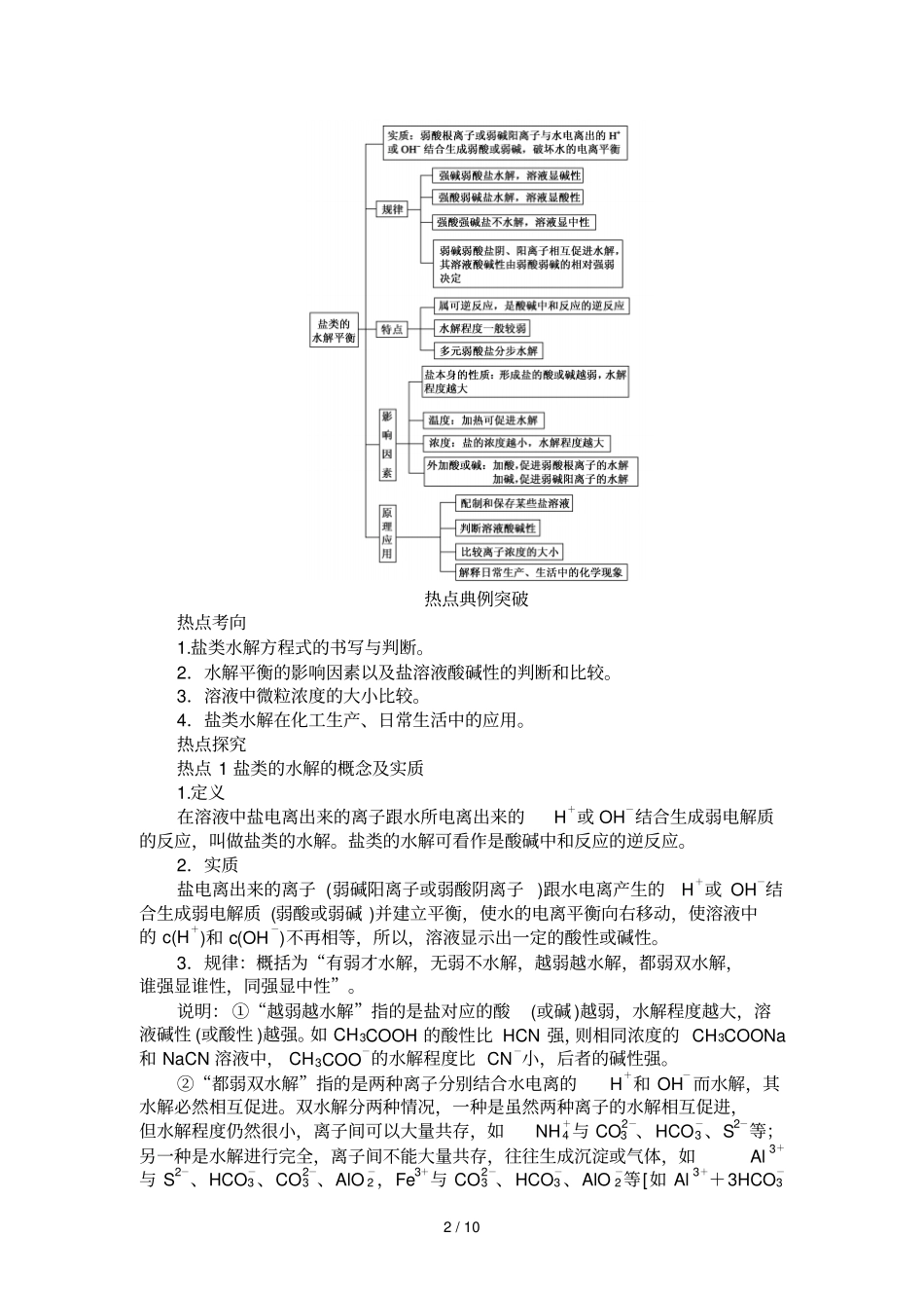 化学选修四盐类的水解知识点和经典模拟题原创_第2页
