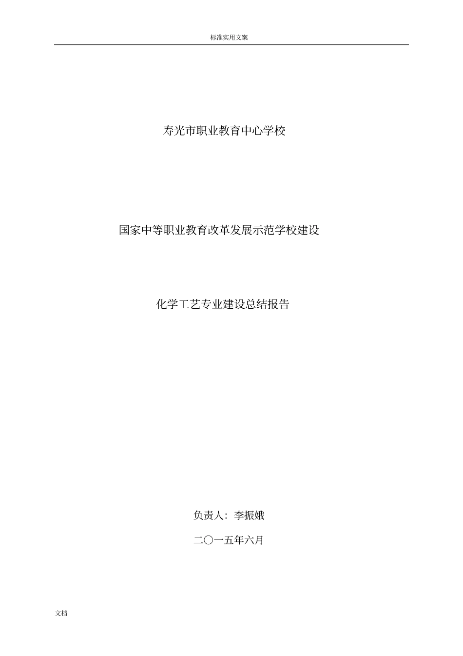 化工实用工艺专业建设总结材料报告材料_第1页