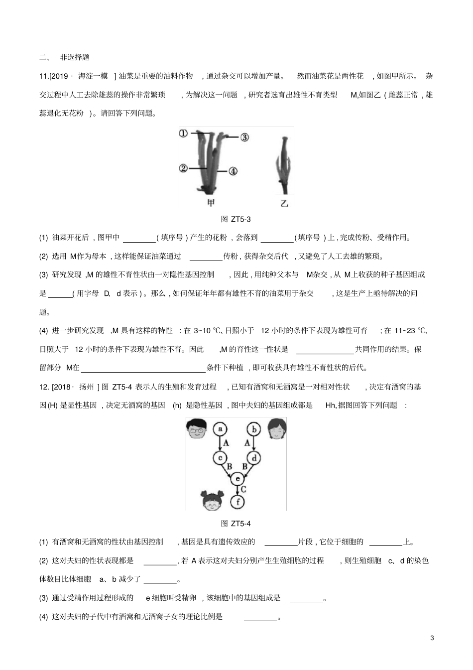 北京专版2020年中考生物复习主题训练五_第3页