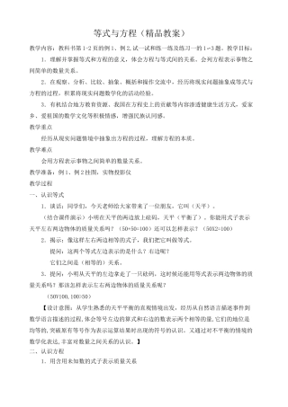 等式与方程 教案 