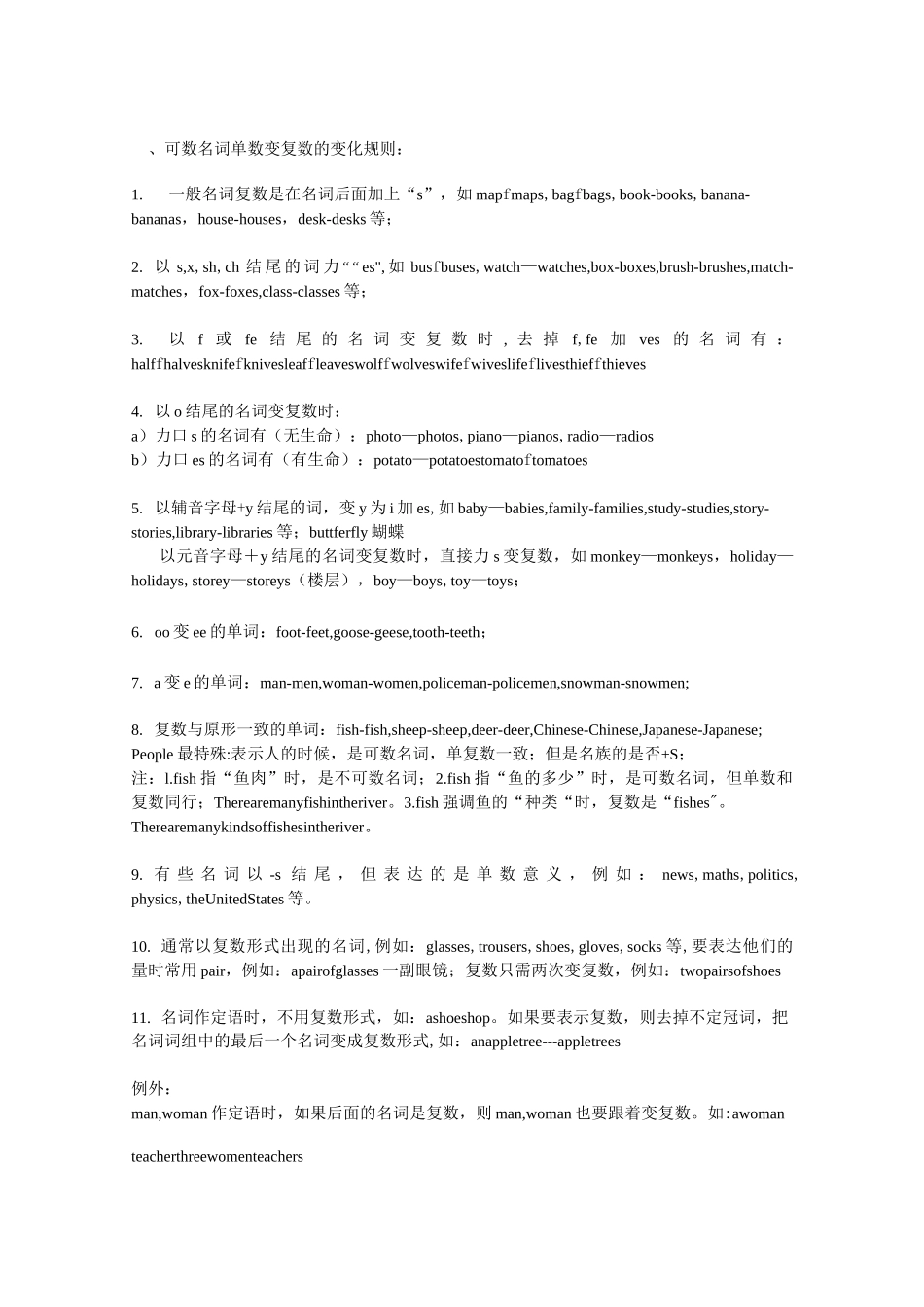 小学英语难点总结-可数名词复数变形和动词变形_第1页