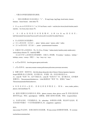 小学英语难点总结-可数名词复数变形和动词变形