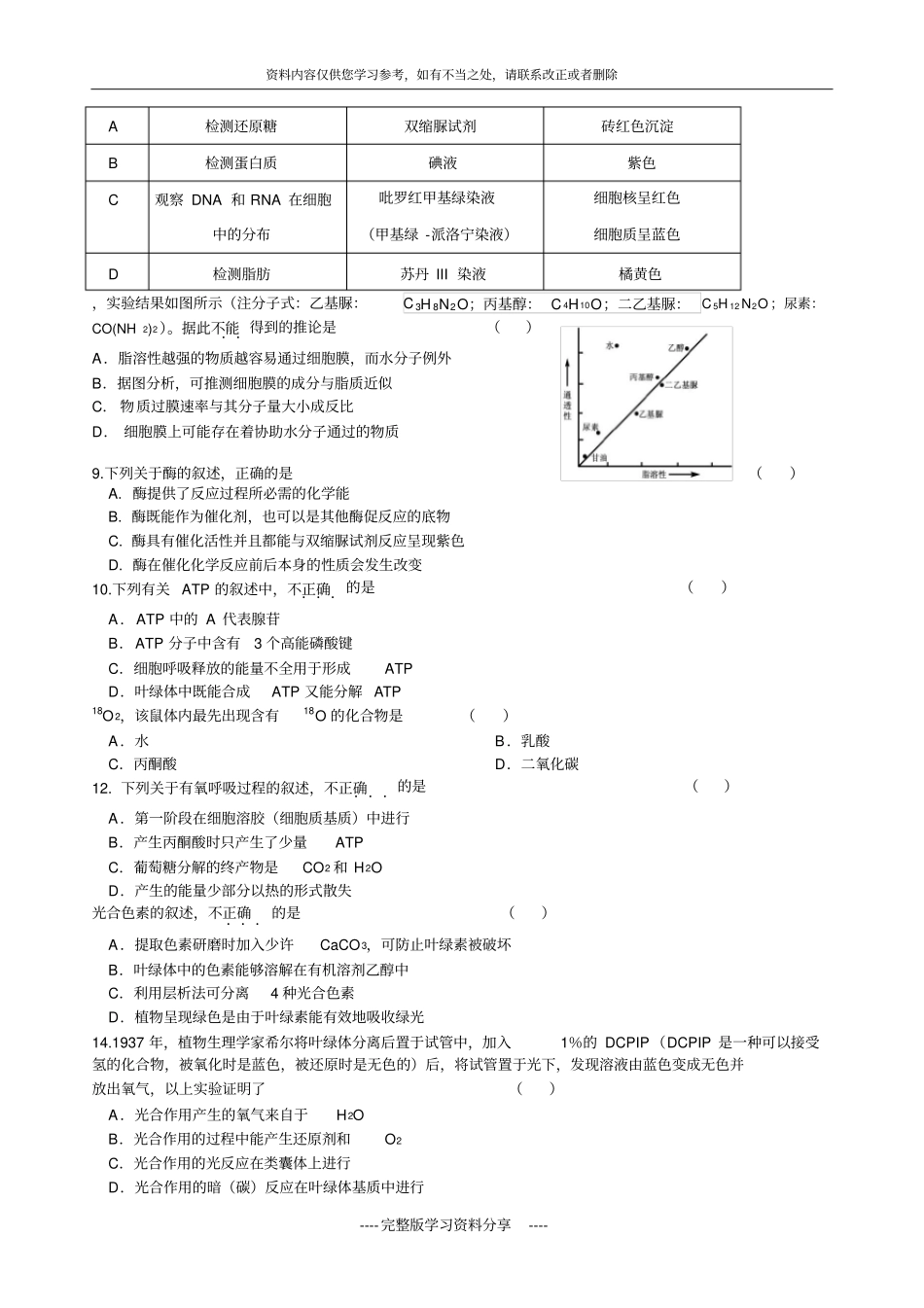 北京海淀区2012017学年高二第一学期期末练习生物试题_第2页