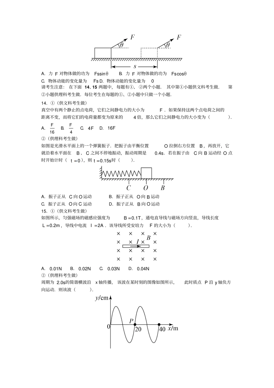 北京海淀区清华大学附属中学2012017学年夏季普通高中会考物理试题版无答案_第3页