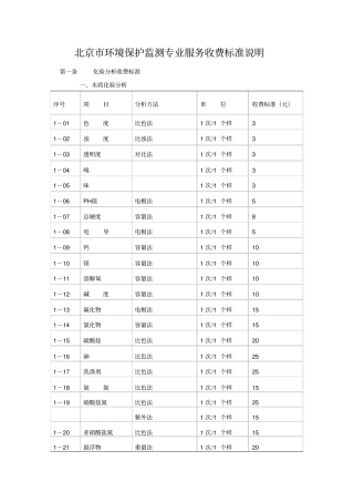 北京环境保护监测专业服务收费标准说明