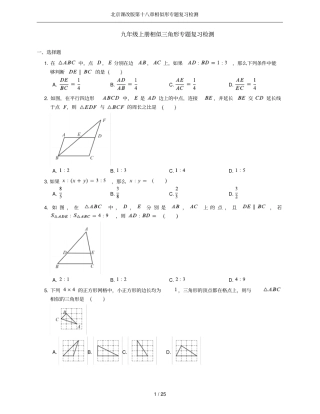 北京课改版第十八章相似形专题复习检测