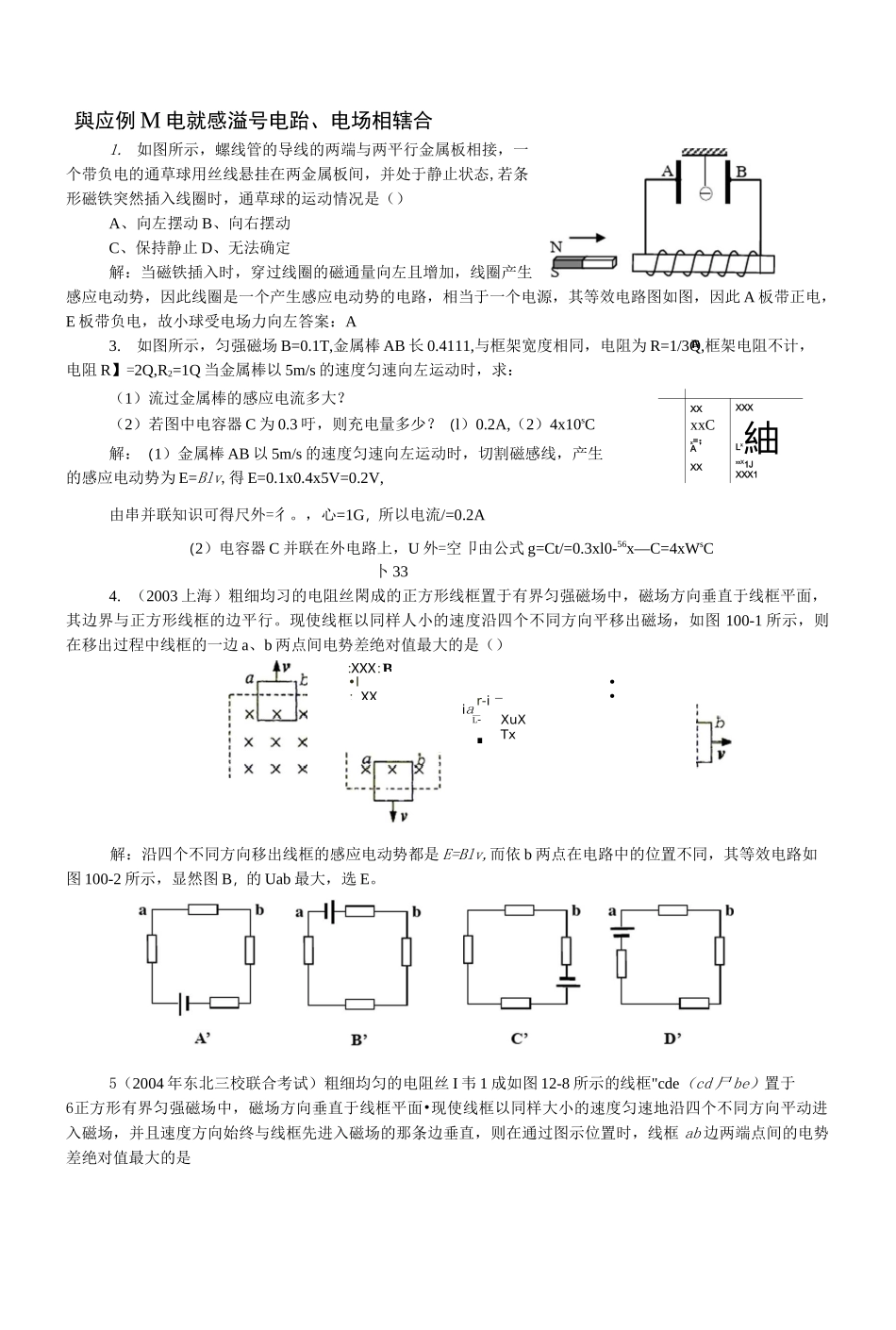 (完整版)电磁感应典型例题_第1页