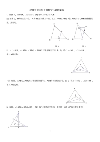 北师大七年级下册数学压轴题集锦