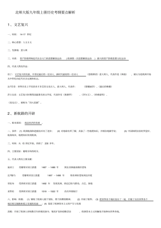 北师大九年级历史考点归纳