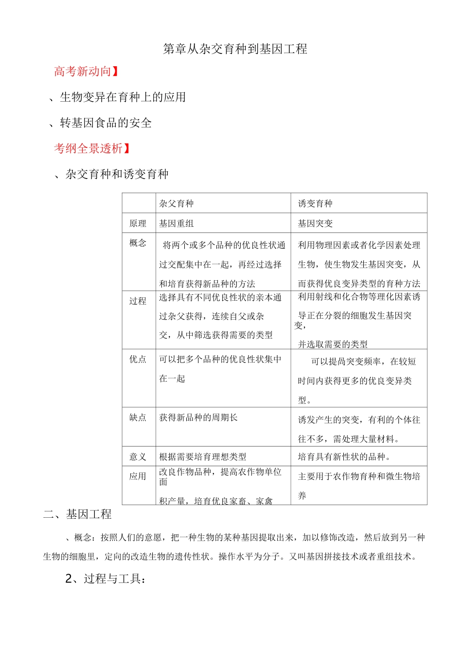 从杂交育种到基因工程教案_第1页