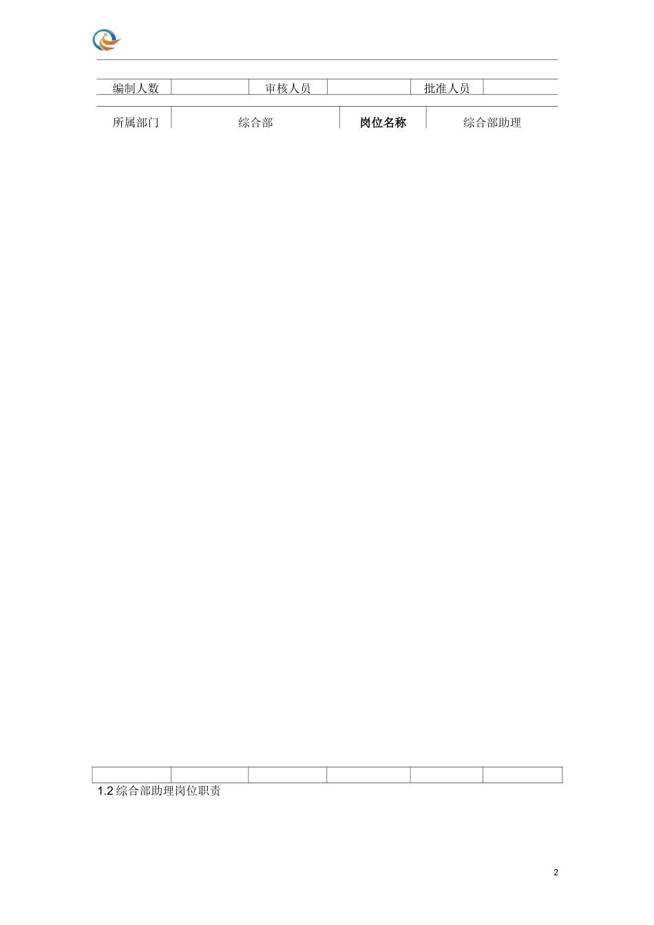 综合部岗位职责划分(初稿)_第2页