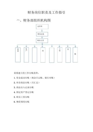 财务部岗位职能及要求