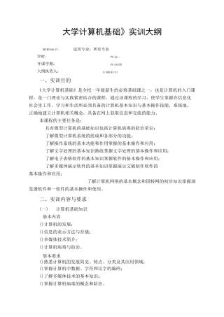 大学计算机基础大纲