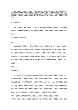 土壤盐渍化状况与防治措施