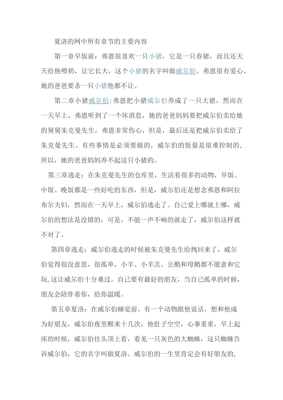 夏洛的网主要内容_第1页