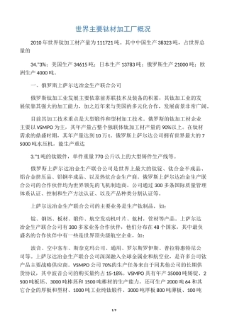 全球钛加工企业