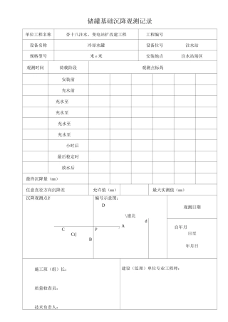 储罐基础沉降观测记录表格