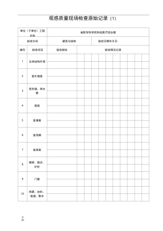 观感质量现场检查原始记录文本
