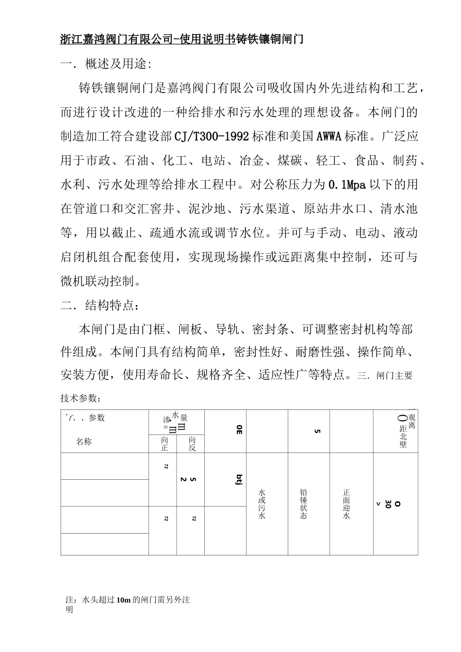 铸铁镶铜闸门说明书_第2页