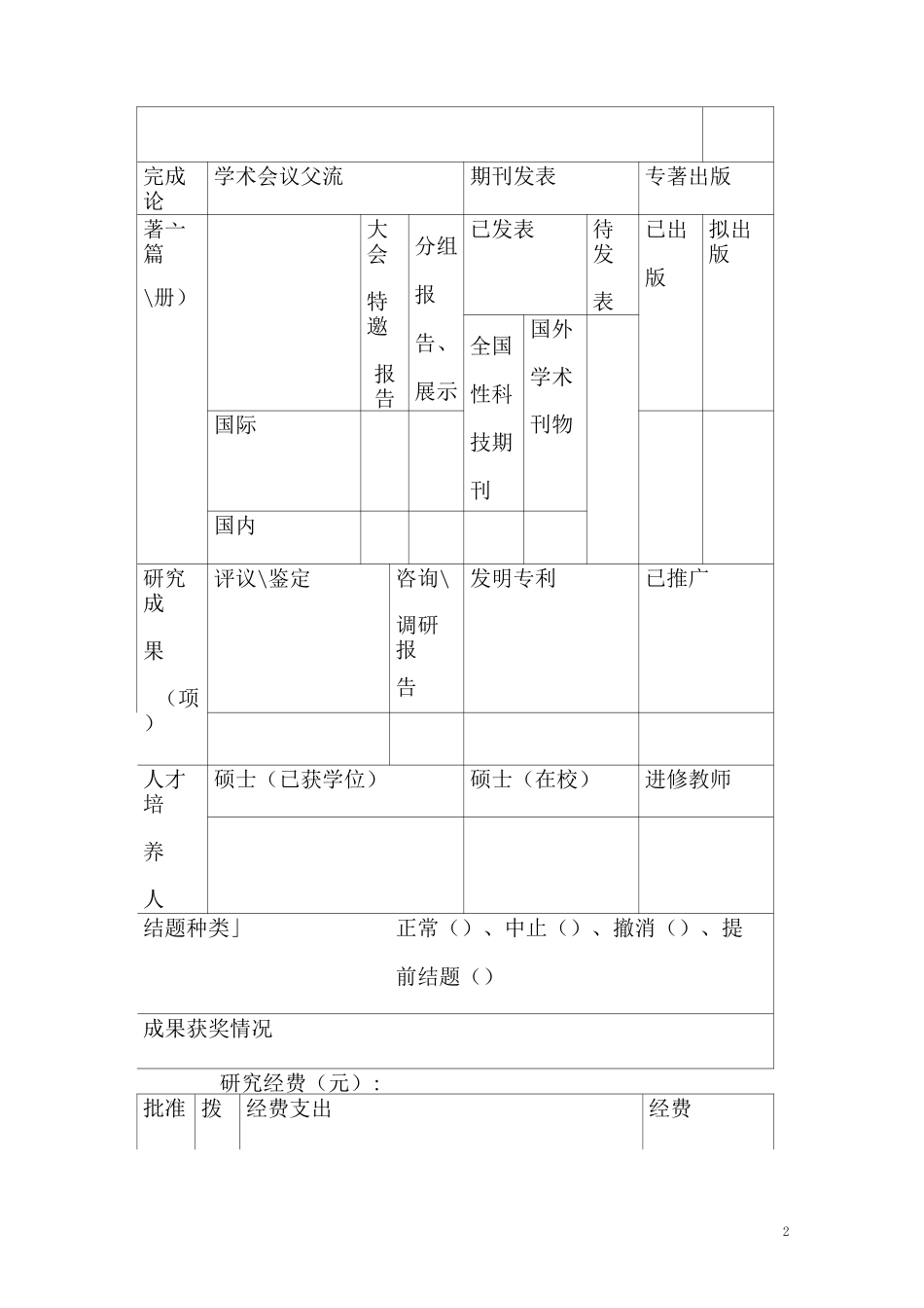 科研项目结题报告表_第2页