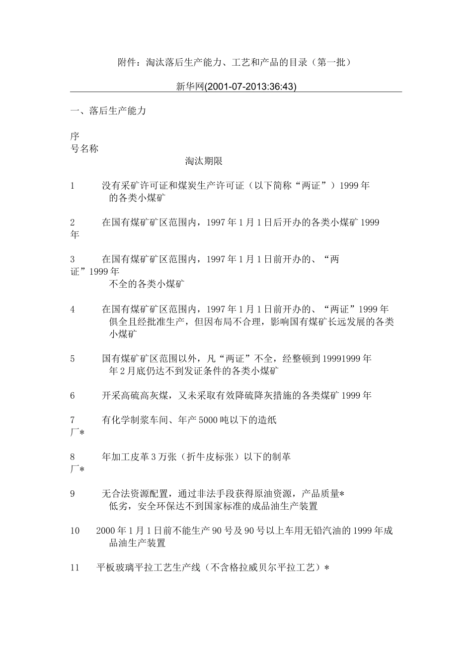 (设备管理)淘汰工艺设备目录_第1页