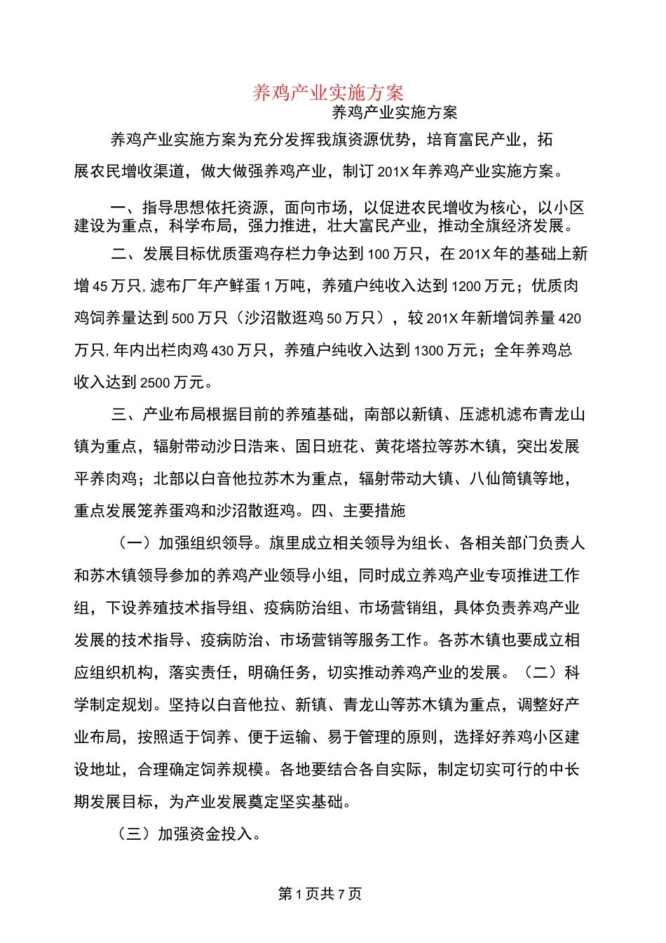 养鸡产业实施方案_第1页