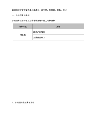 总经理考核指标