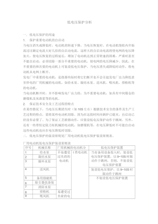 低电压保护配置资料