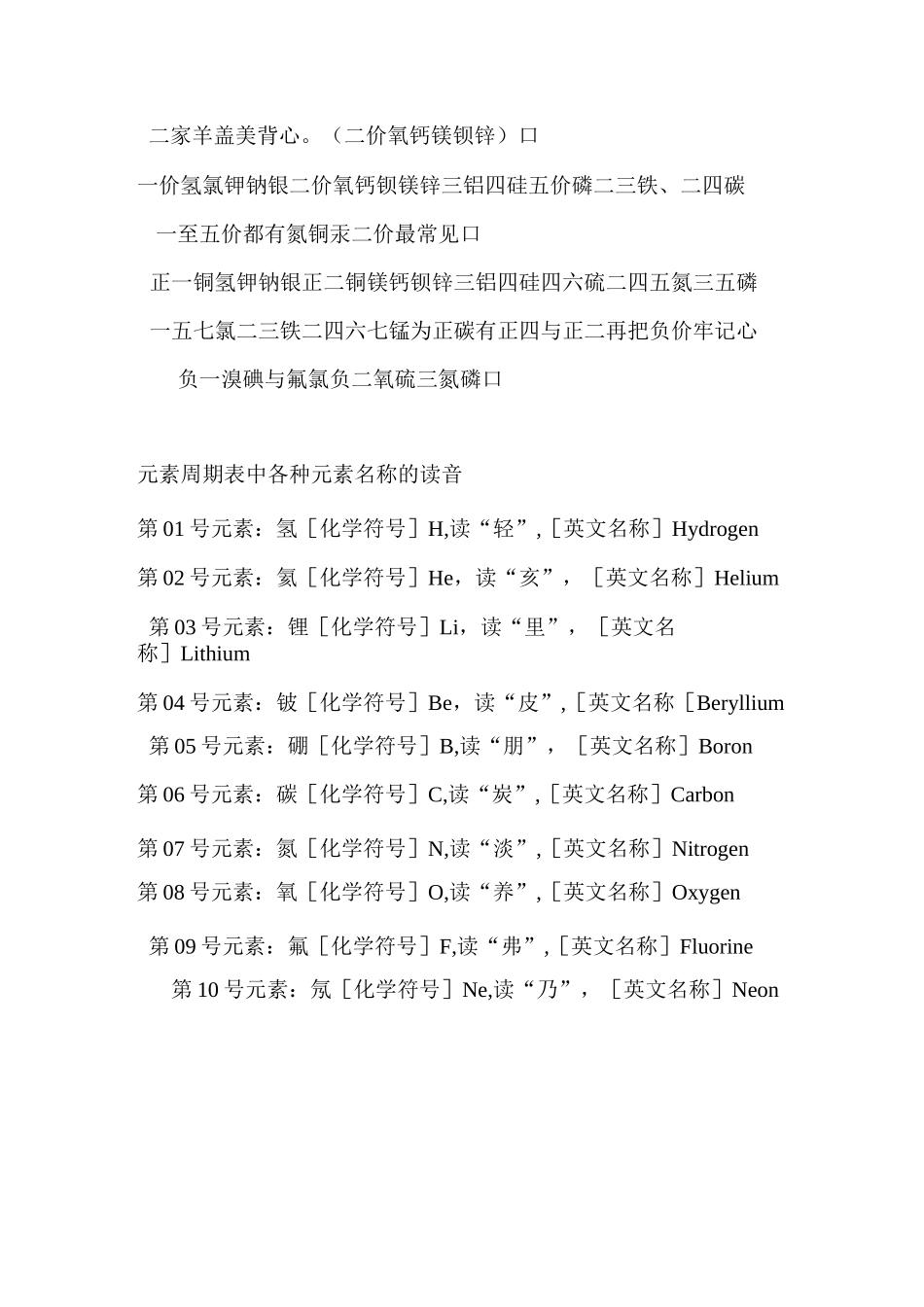 九年级化学元素周期表口诀_第2页