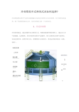 冷却塔的开式和闭式该如何选择