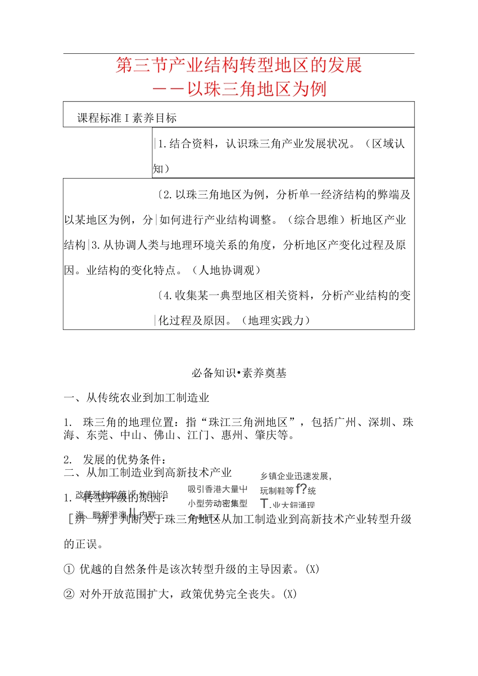 新教材2020-2021学年鲁教版地理选择性必修2：2.3 产业结构转型地区的发展—以珠三角地区为例_第1页